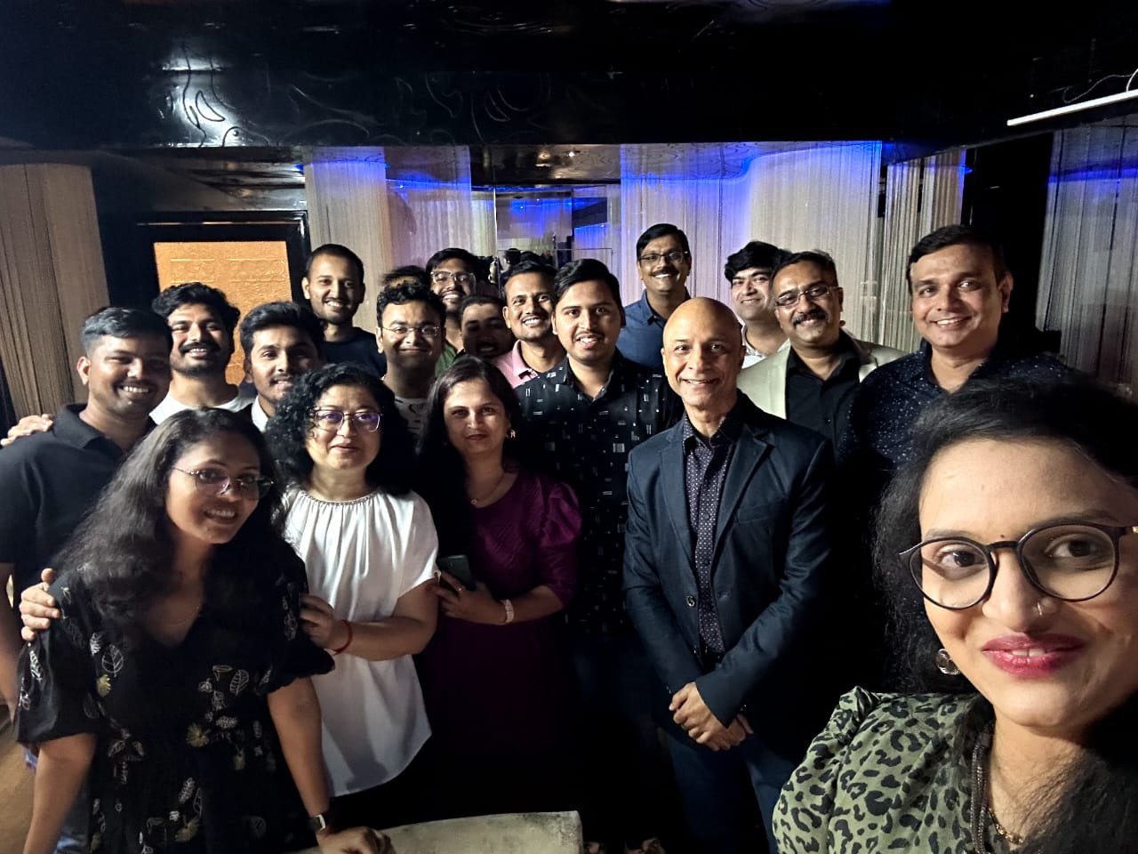 The Coconnex team celebrating together at an evening team dinner