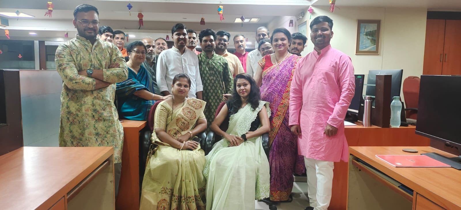 The Coconnex team dressed in festive Indian attire, celebrating Diwali together at the office